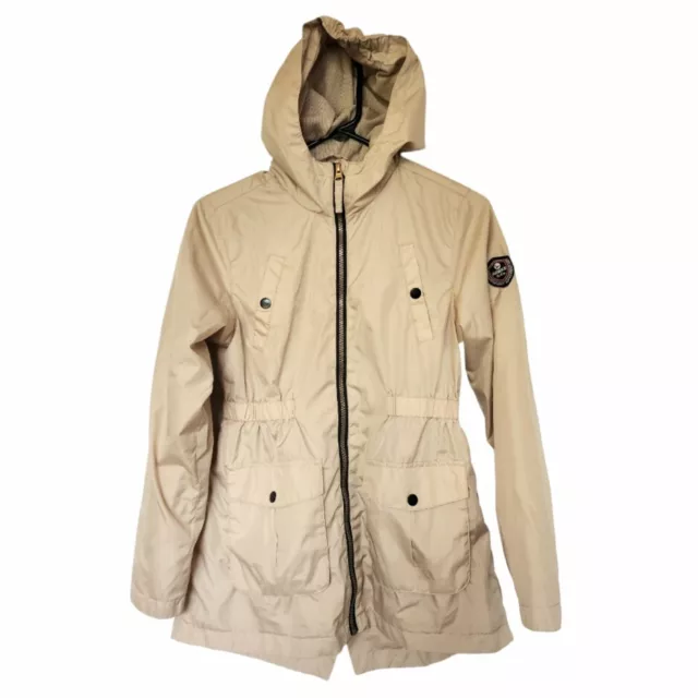 Hawke & Co. Girls Size 14 Beige Tan Zip Up Hooded Rain Jacket Lightweight