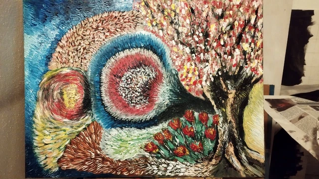 quadro moderno astratto dipinto a mano 60x80