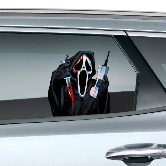 Ghost Face Scream Peeking Car Decal Wall Window Sticker Halloween Horror Gift