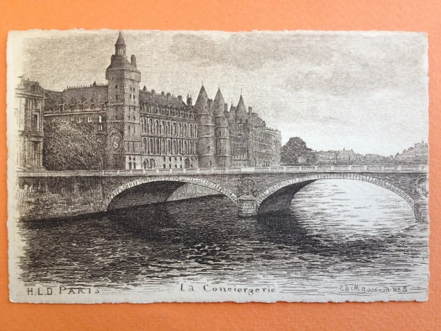 cpa engraving drawing litho PARIS La CONCIERGERIE Engraving Drawing Ed. MASSARD