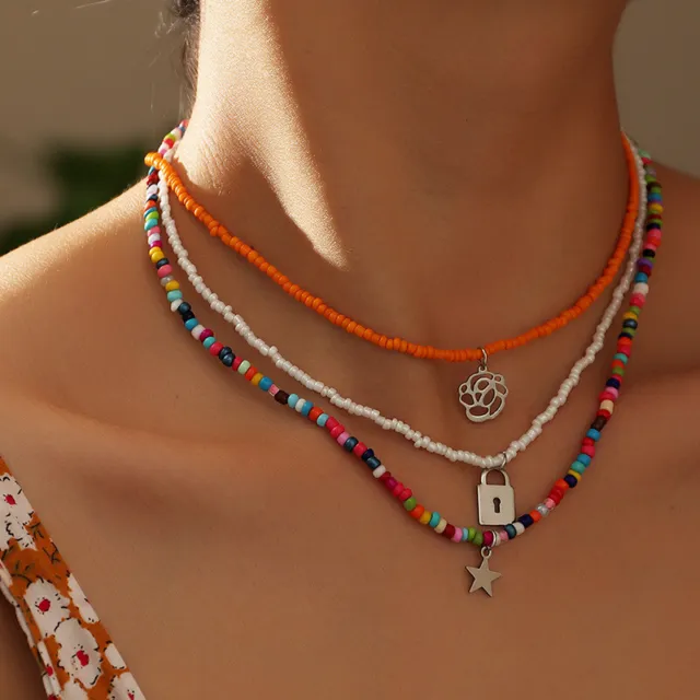 Women Multi-layer Long Chain Pendant Crystal Choker Necklace Boho Jewelry Gifts