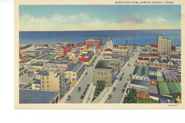 Vintage Unused Linen Postcard Birds Eye/Aerial View Of Corpus Christi, Texas
