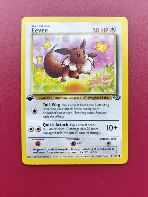 Pokémon TCG Eevee 1st Edition Jungle Common 51/64 - Pack Fresh/ Mint