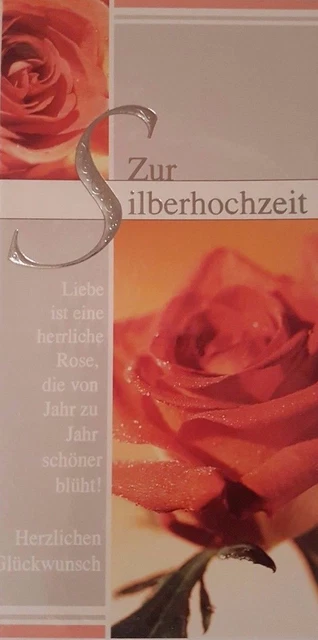 03 Silberne Hochzeit Ehe 25 Jahre Glückwunschkarte Grußkarte Rose NEU OVP