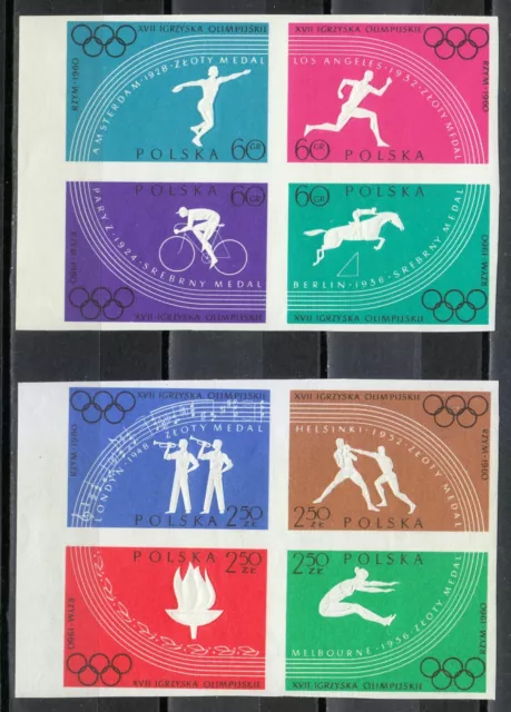 Poland 1960 MNH Mi 1166B-1173B Sc 914-921 Olympic Games, Rome.Imperf **