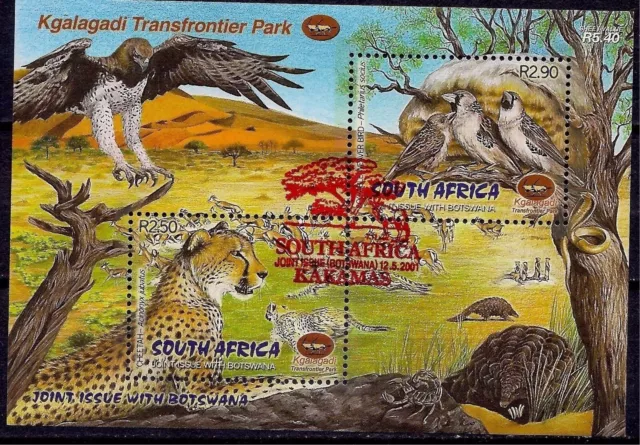 RSA 2001 Kgalagadi Transfrontier Wildlife Park Cheetah Big Cat Raptor/Birds MNH