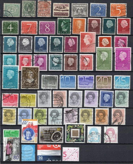 PAYS-BAS Lot de 64 timbres oblitérés tous différents