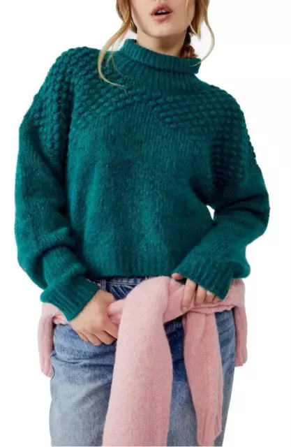 $128 - Free People Bradley Turtleneck Sweater in Alpine Heather Size M