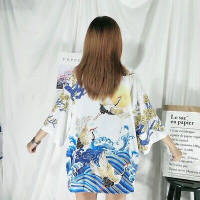 Women Kimono Cardigan Jacket Top Japanese Haori Coat Casual Yukata Tops Outwear