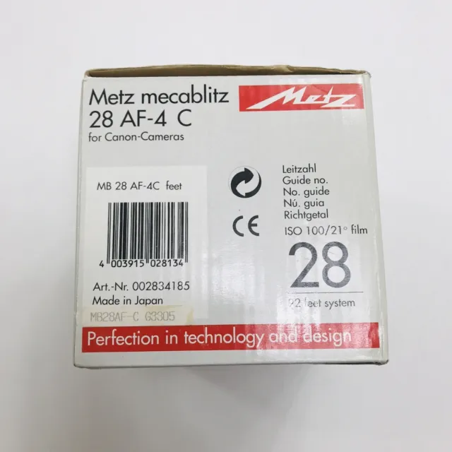 Metz Mecablitz 28AF-4C Flash For Canon Brand New Old Stock Japan 3