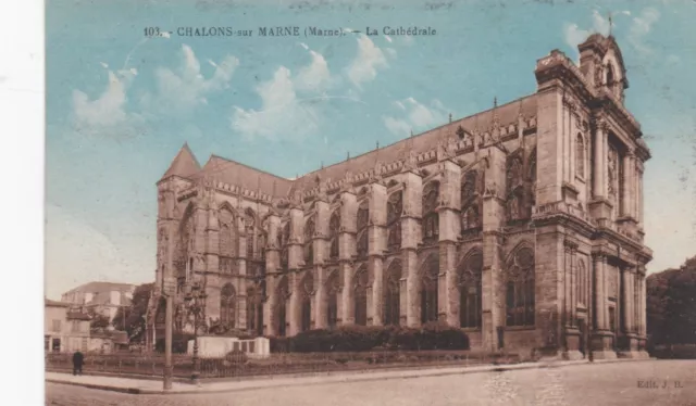 CPA 51 CHALONS on MARNE (Marne) La Cathedral Colorized Card