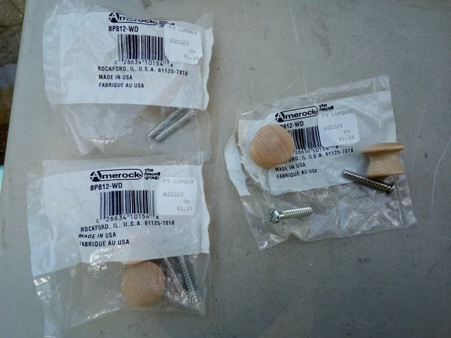 9Pp93 Small Wood Drawer Pulls, New (2 Pks Sealed, 1 Opened For Pictures)