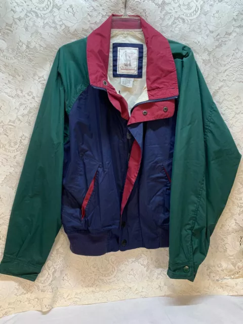 Oceanside Men's Jacket Size Large Burgundy Blue and Green