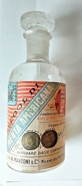 boccietta Vetro alcool di menta Americana bottiglietta Manzoni & C.