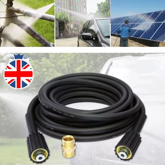 UK 10M Replacement High Pressure Washer Hose Heavy Duty M22 Jet Power Wash Pipe