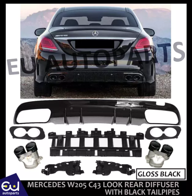 Para Mercedes Benz Clase C W205 Amg C43 Parachoques Difusor Trasero Amg Sedán 2015-2018