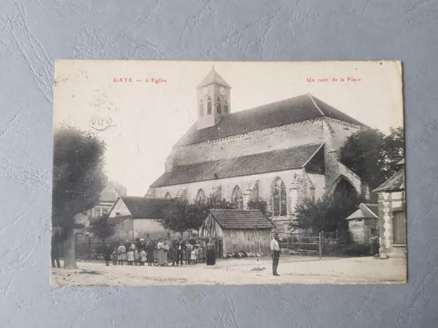 CPA / Carte postale ancienne - GAYE - l'église - Un coin de la Poste Animée (51)