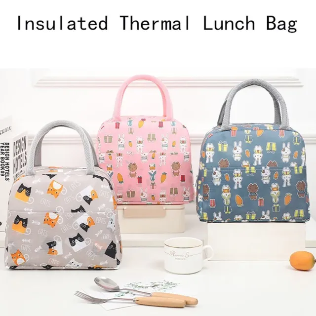 Cartoon Print Portable Insulated Lunch Bag  Children Students