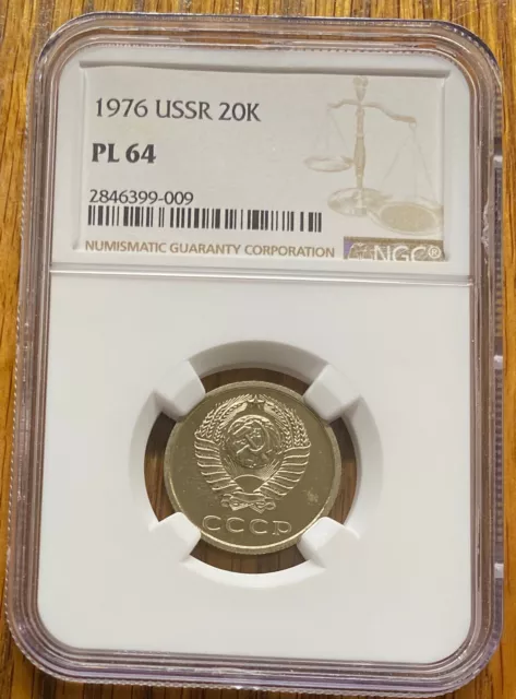 Scarce! 1976 Russia 20 Kopecks SOVIET USSR CCCP Copper Nickel Coin UNC NGC PL64