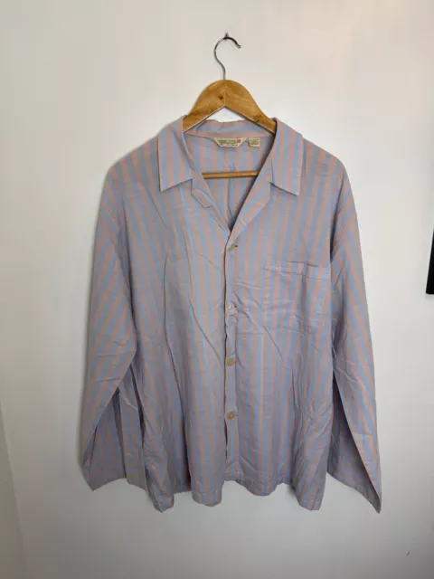 Derek Rose Striped Pyjama Night Shirt Size 44 Pockets Vintage 100% Cotton