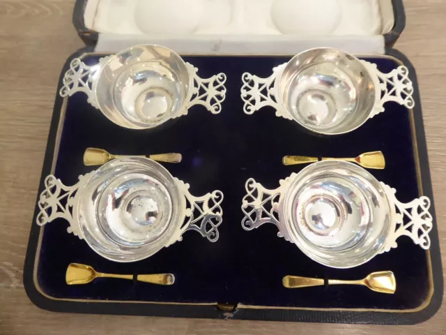 Quality Vintage Solid Silver Salts Set Dates C 1912