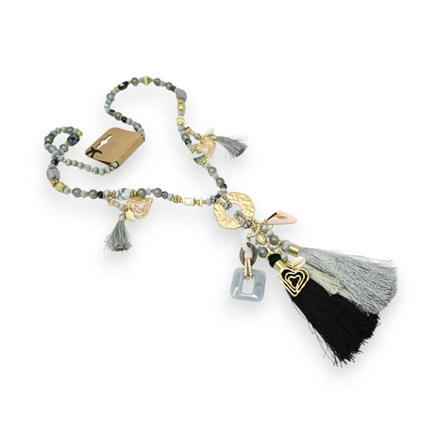 Coller fantase jaspe rouge et bronze antque