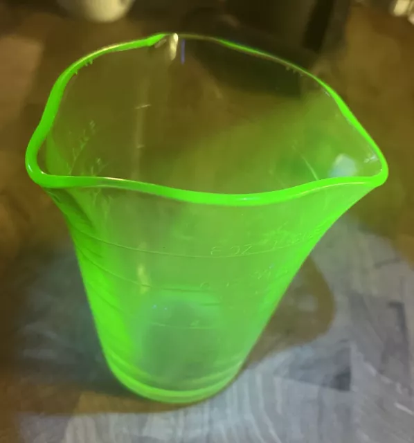 Large Uranium Glass D&B 4 cup Measuring cup depression vaseline glass 1930’s