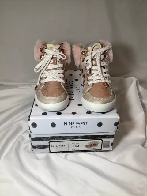 NINE WEST KIDS Girls Nile Peep Toe Sandal in Rose Gold Size 4 NWT