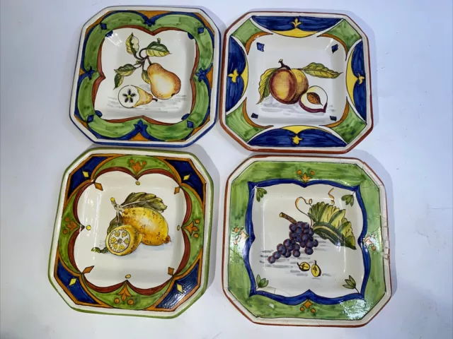 Set Of 4 HORCHOW Italy Salad Plates Stoneware Hand Painted (wall Decor)