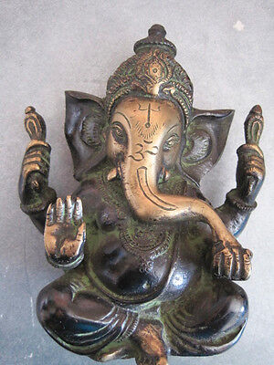 Handcrafted Heavy Solid Brass Ganesha, Lord of Success, India