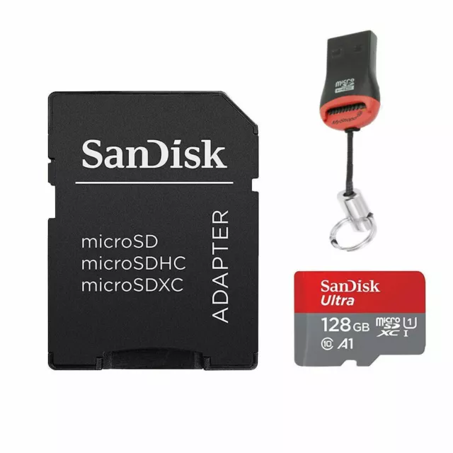 128GB SanDisk Carte Mémoire Pour Galaxy S20 Fe Micro SD SDXC + Lecteur de Carte 3