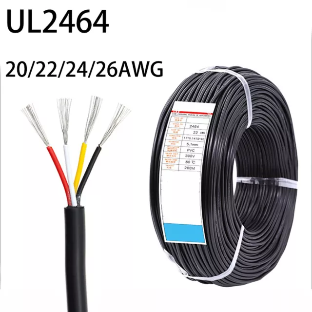 2/3/4 Core UL 2464 Signal Control Flexible Softkabel Netzkabel 26/24/22/20AWG