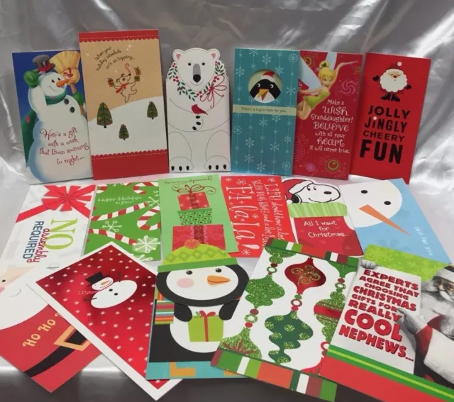 HALLMARK Christmas Cards Money Holders Card Gift  Many Styles Santa Snowman XMAS