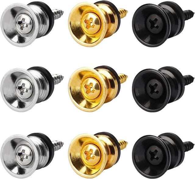 Guitar Strap Buttons End Pins Metal Guitar Strap Locks Pin with Mounting Screws