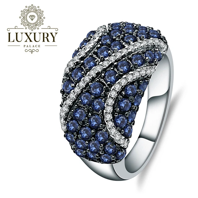 Natürlicher blauer Saphir Hochzeitsband 925 Sterlingsilber Vintage Ring für Frauen