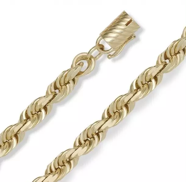 10k SOLID Yellow Gold Mens Diamond Cut ROPE Link Chain/Necklace 9" 10MM 57 grams