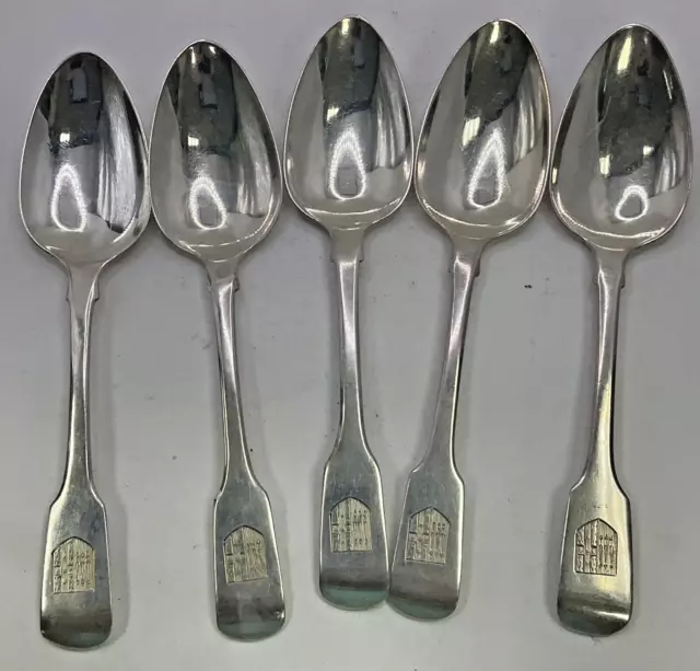 Antique Georgian English Sterling Silver Spoons Set of 5