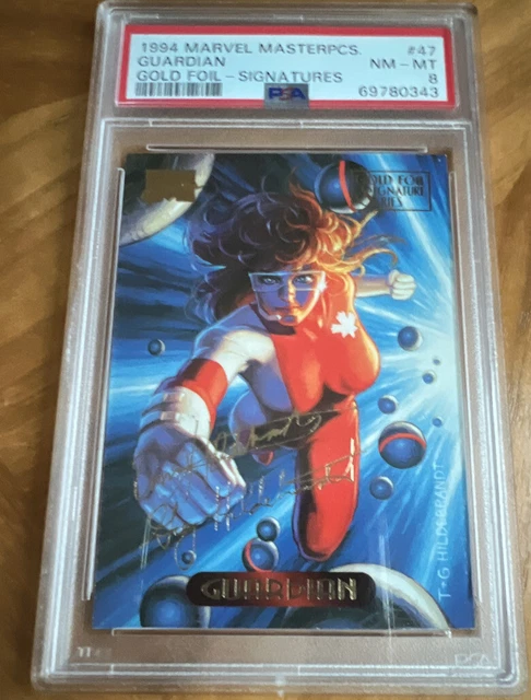 1994 Marvel Masterpieces Guardian Gold Foil Signatures PSA 8 Pop 2 None Higher