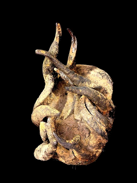 African Tribal Face Mask Rare & Old Tribal used African Gela Guere War Horn-6050