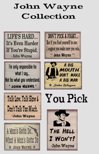 John Wayne Western Collection You Pick Rustic Canvas Home Decor Sign