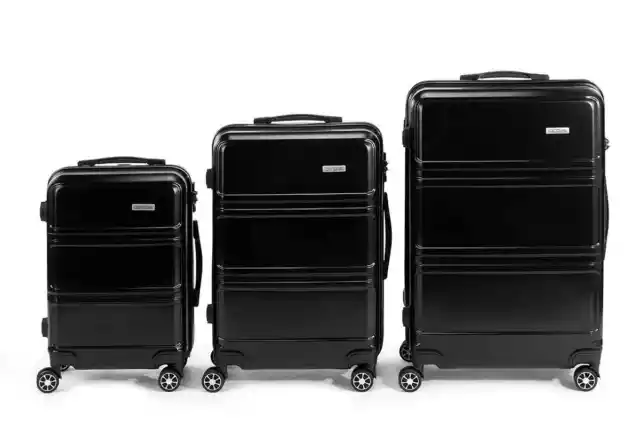 Orbis 3 Piece Kuredu Spinner Luggage Set - Black