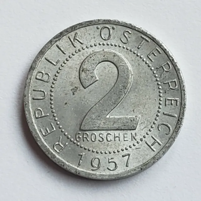 1957 Austria 2 Groschen, KM# 2876