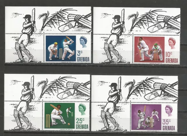 1969  GRENADA  CRICKET  SET of 4 STAMPS  SC. 324-7 WITH BORDER  MNH**