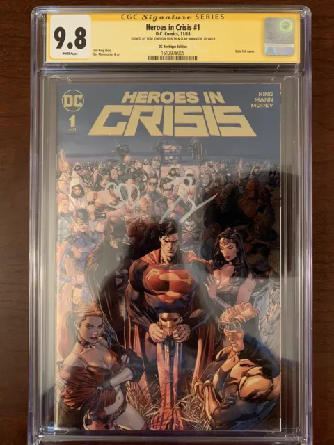 Heroes in Crisis 1 CGC 9.8 2XSS DC Boutique Gold Foil Signed Tom King, Clay Mann