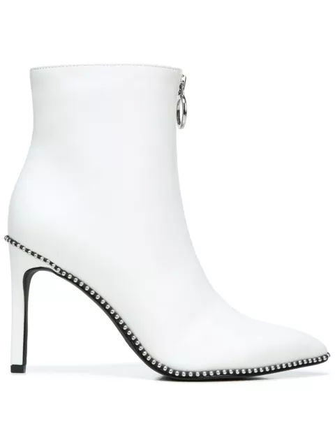 BAR III WOMENS White Ball Chain Front Zip Ring Briget Stiletto Booties ...