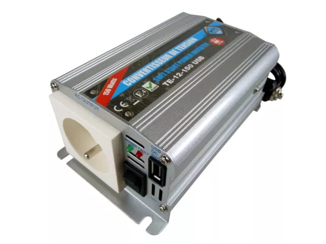 Convertisseur De Tension 12/220V- 150W Avec Prise Usb 2A