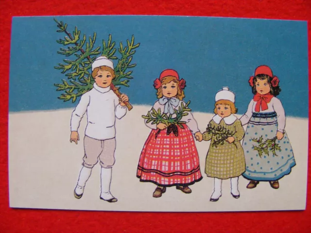 Postkarte Ansichtskarte Weihnachten Kinder Weihnachtskarte Kleinformat vintage