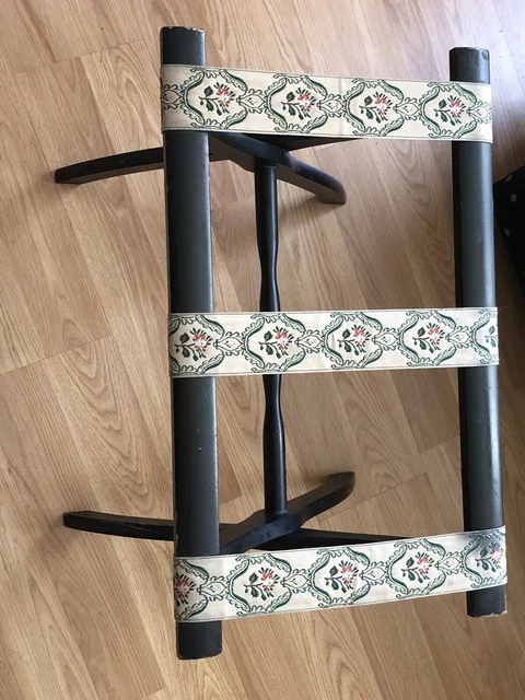 Vtg Scheibe Wood Luggage Suitcase Folding Rack Stand Tapestry Boho 2