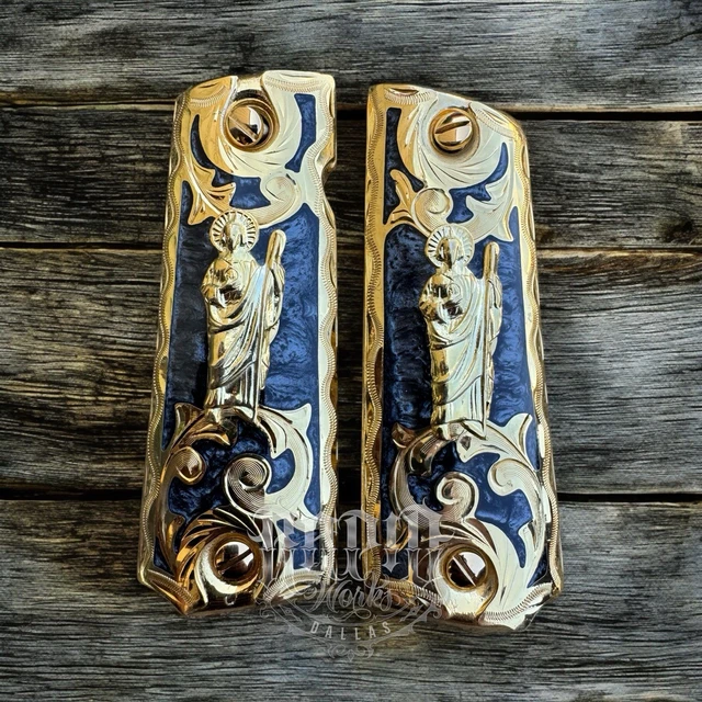 1911 45 38 Super Full Size San Judas Gold Gun Pistol Grip Cachas & 24K Screws $169.00