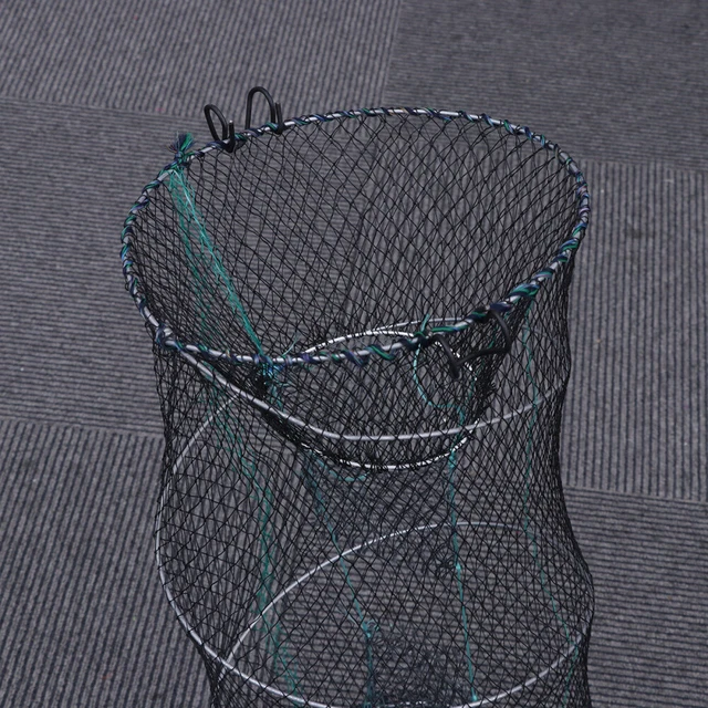 Filet de piège en maille pliable en fonte plaqué zinc Cage de crevettes pour 5